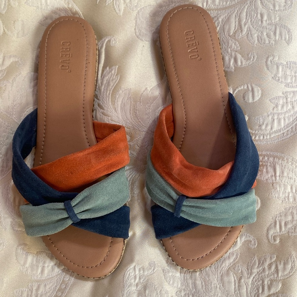 Crevo Multi-color leather slide sandals
